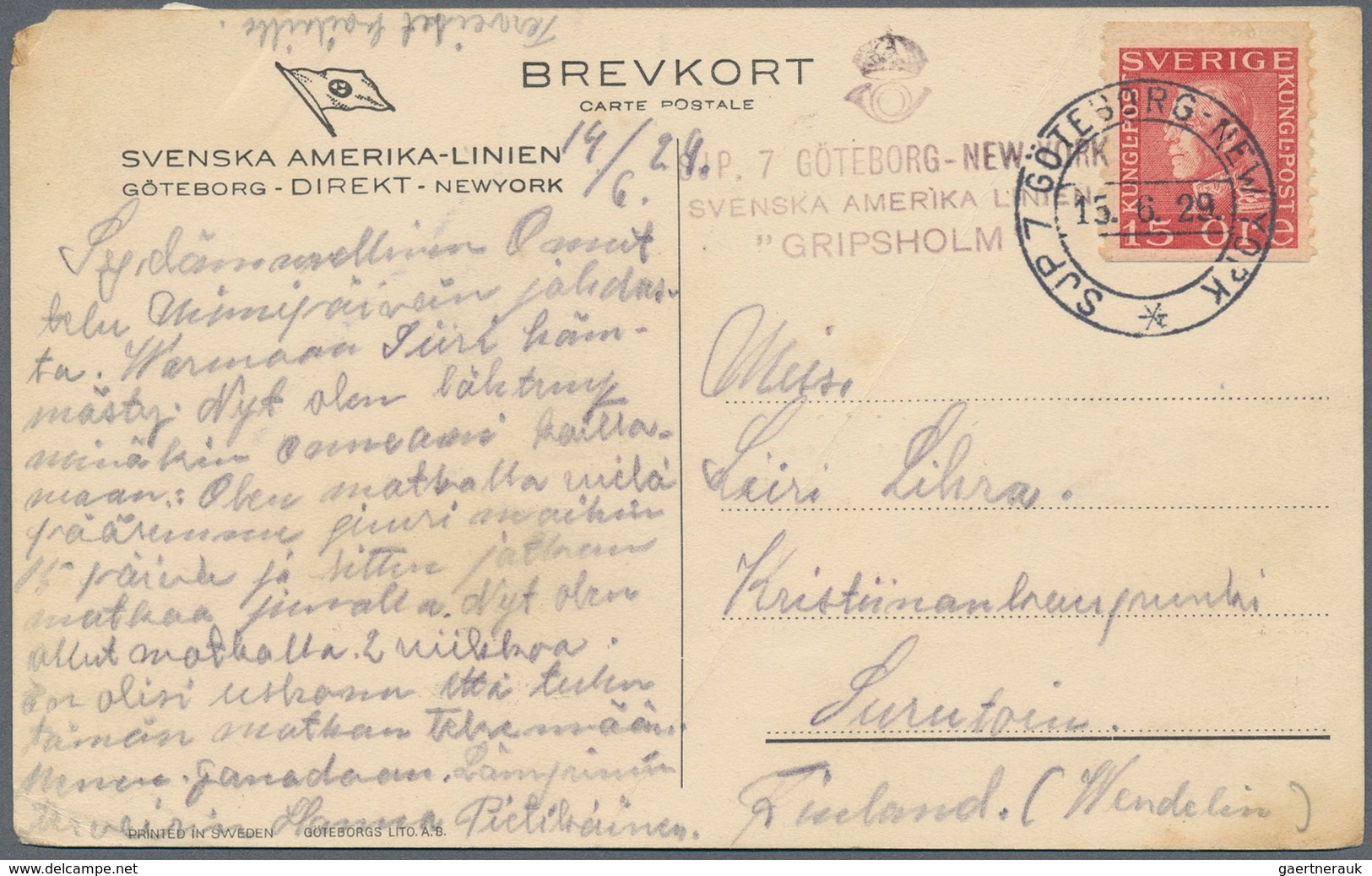 Schweden - Stempel: 1845/1957, Collection of about 36 letters/cards, nearly all with ship-post cance