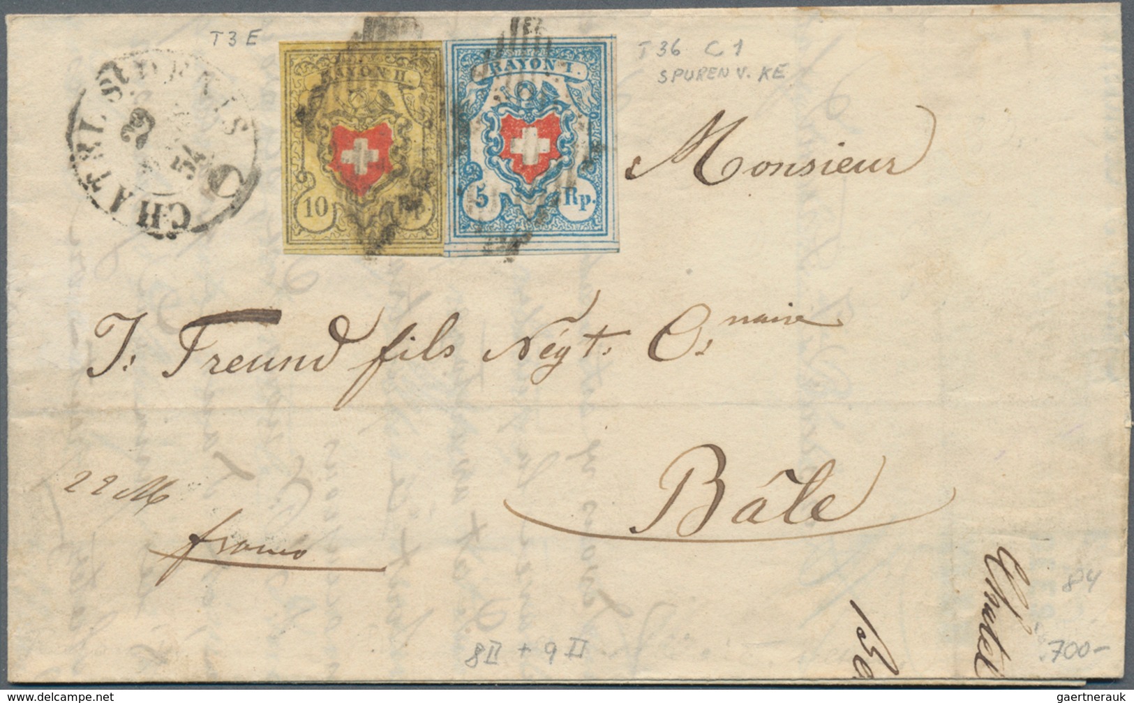 Schweiz: 1836-1854, Sechs Frühe Schweizbriefe, Dabei Ein Vorphilabrief 1836 Von Basel Nach Reims Mit - Collections