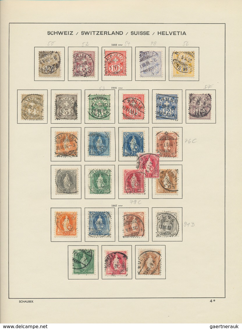 Schweiz: 1846-1989: Gehaltvolle, Gestempelte Sammlung Im Vordruckalbum, Ab Einer Sehr Schönen, Breit - Collections