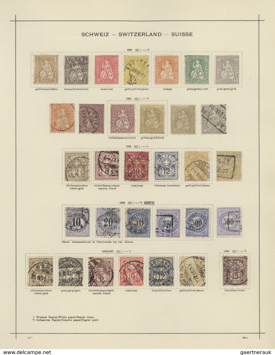 Schweiz: 1850/1976, Gestempelte Alte Sammlung Auf Schaubek-Blättern, Ab Einem Gutem Teil Klassik Mit - Collections