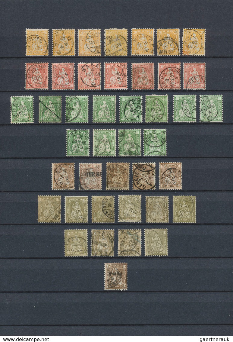 Schweiz: 1850-1908: Umfangreiche, Gestempelte Sammlung Von Mehr Als 1000 Marken, Von Einigen Rayon- - Collections