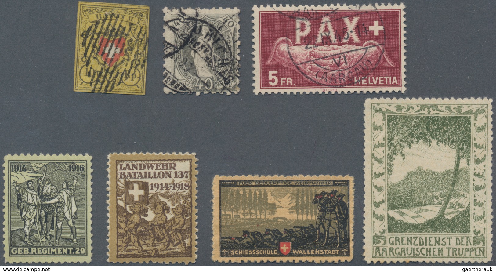 Schweiz: 1850-1945, Lot Mit 36 Marken Ab Rayon II Und 5 Strubel, Mit U.a. Diversen 'Stehende Helveti - Lotes/Colecciones