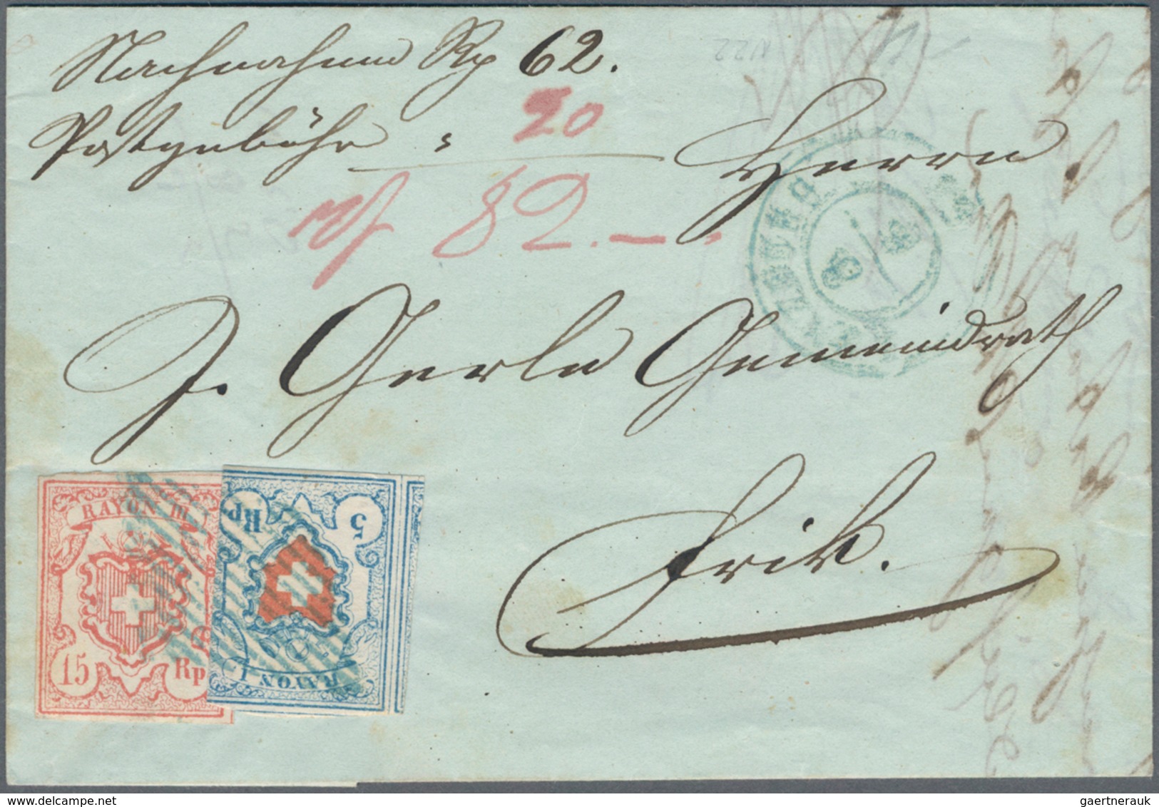 Schweiz: 1852/1900 (ca.), Vielseitiger Posten Von Rund 150 Belegen Ab Rayon Mit Farbfrankatur, Paar - Lotes/Colecciones