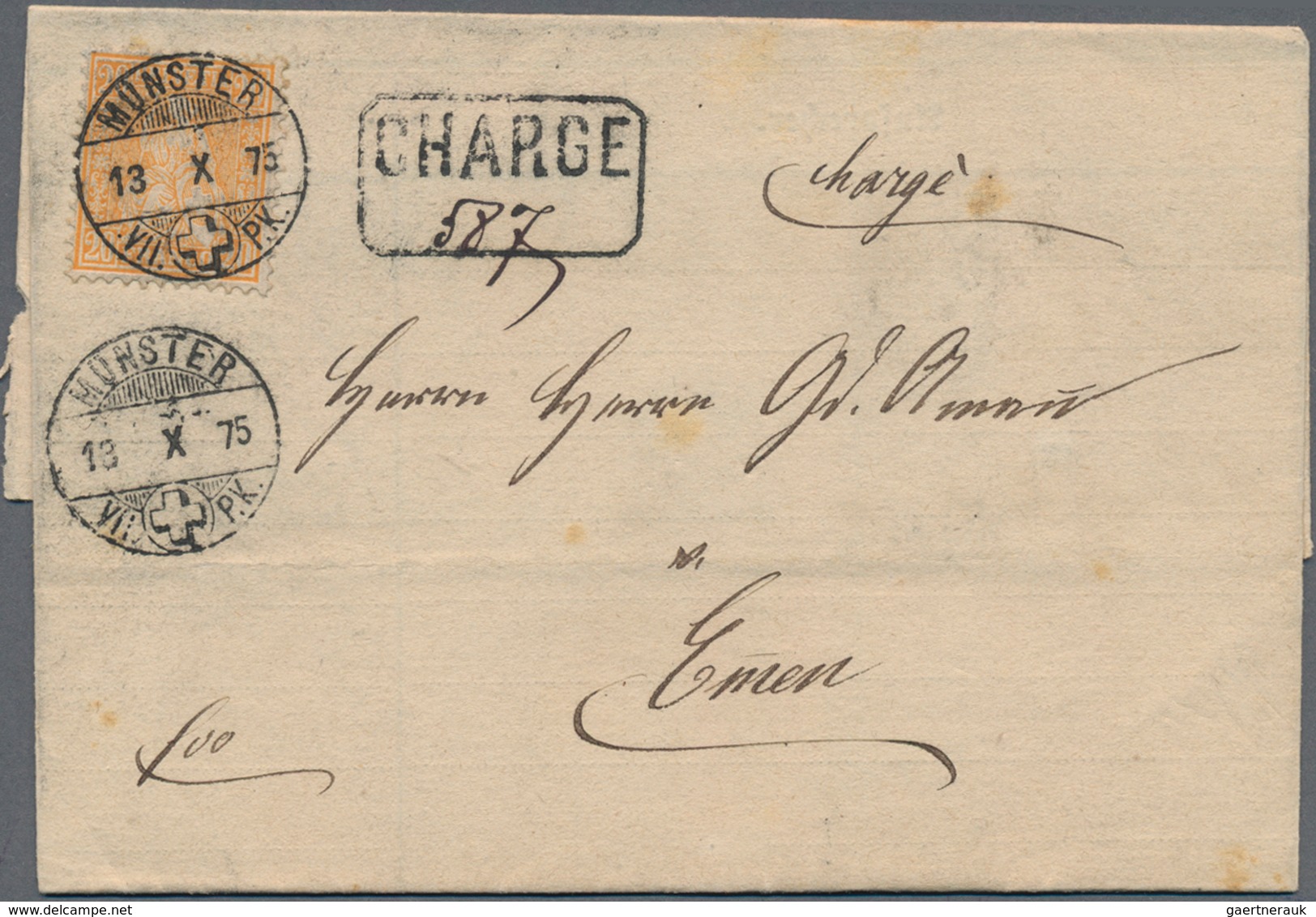 Schweiz: 1852/1900 (ca.), vielseitiger Posten von rund 150 Belegen ab Rayon mit Farbfrankatur, Paar