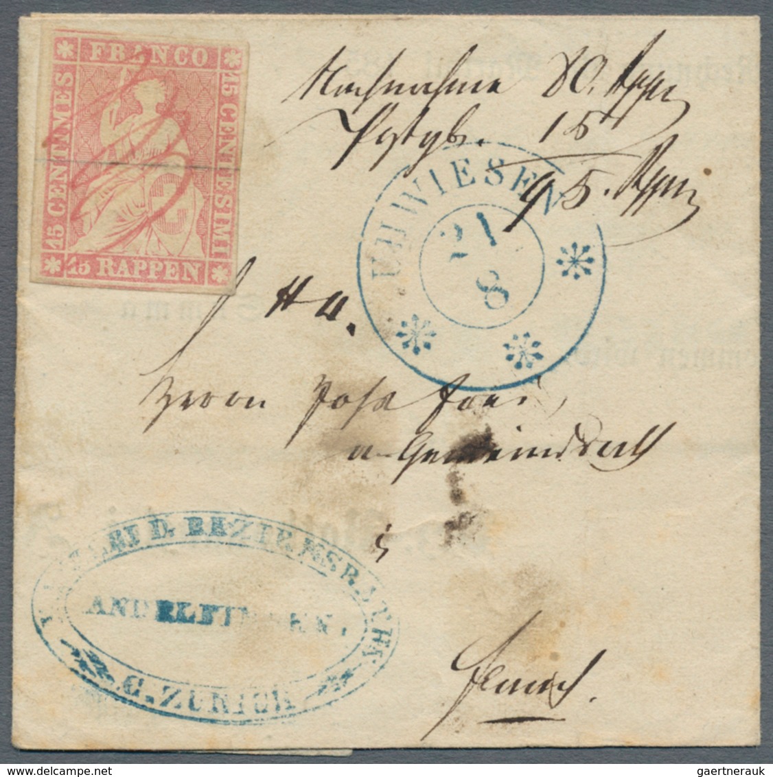 Schweiz: 1854-1862 STRUBEL: Kollektion Von Rund 100 Gestempelten Marken (2 Rp. Bis 1 Fr.) Und 10 Bri - Lotes/Colecciones