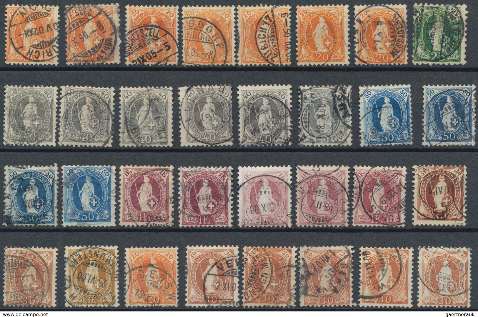 Schweiz: 1882/1908, Stehende Helvetia, Gestempelte Partie Von 105 Marken, Dabei Auch MiNr. 58 B (3), - Verzamelingen