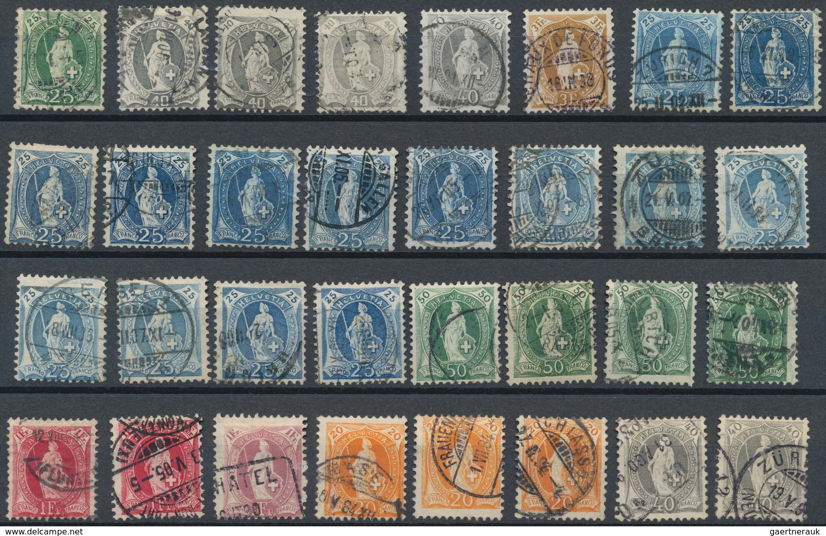 Schweiz: 1882/1908, Stehende Helvetia, Gestempelte Partie Von 105 Marken, Dabei Auch MiNr. 58 B (3), - Collections