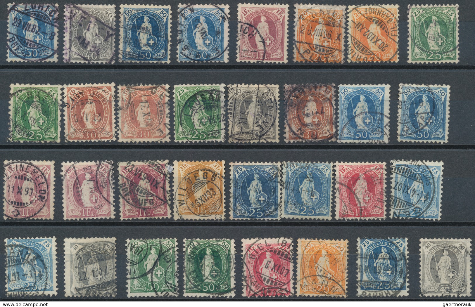 Schweiz: 1882/1908, Stehende Helvetia, Gestempelte Partie Von 105 Marken, Dabei Auch MiNr. 58 B (3), - Collections