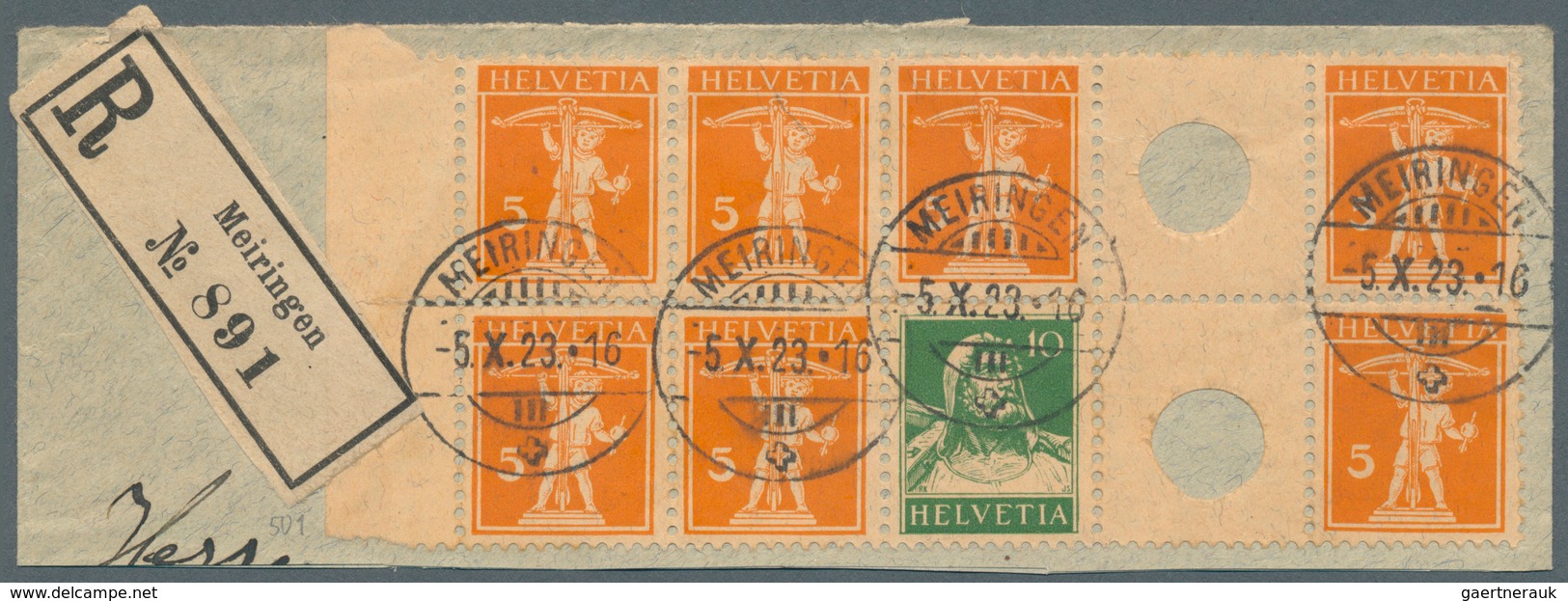 Schweiz: 1908-1930, ZUSAMMENDRUCKE UND BOGEN: Umfangreiche Kollektion Von 41 Kompletten Bogen (9 Zus - Sammlungen