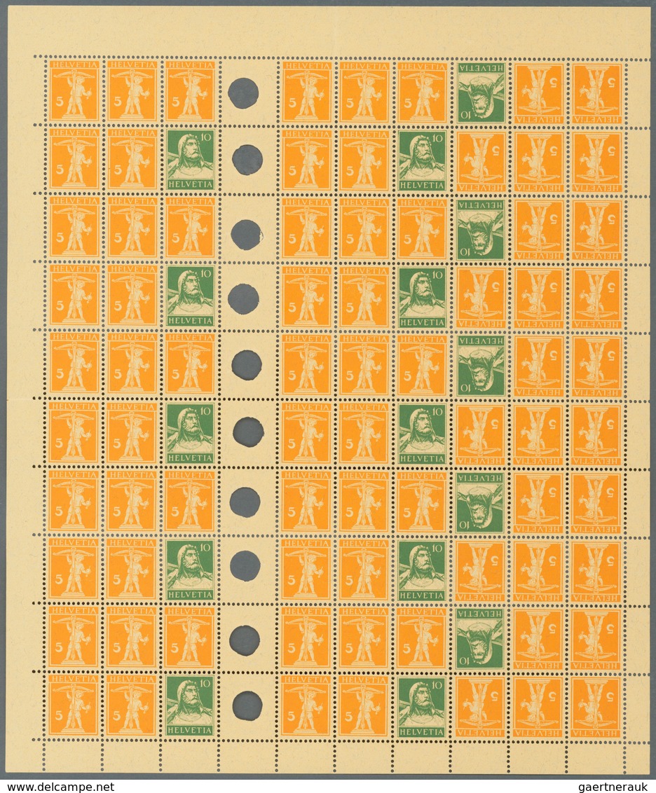 Schweiz: 1908-1930, ZUSAMMENDRUCKE UND BOGEN: Umfangreiche Kollektion Von 41 Kompletten Bogen (9 Zus - Verzamelingen