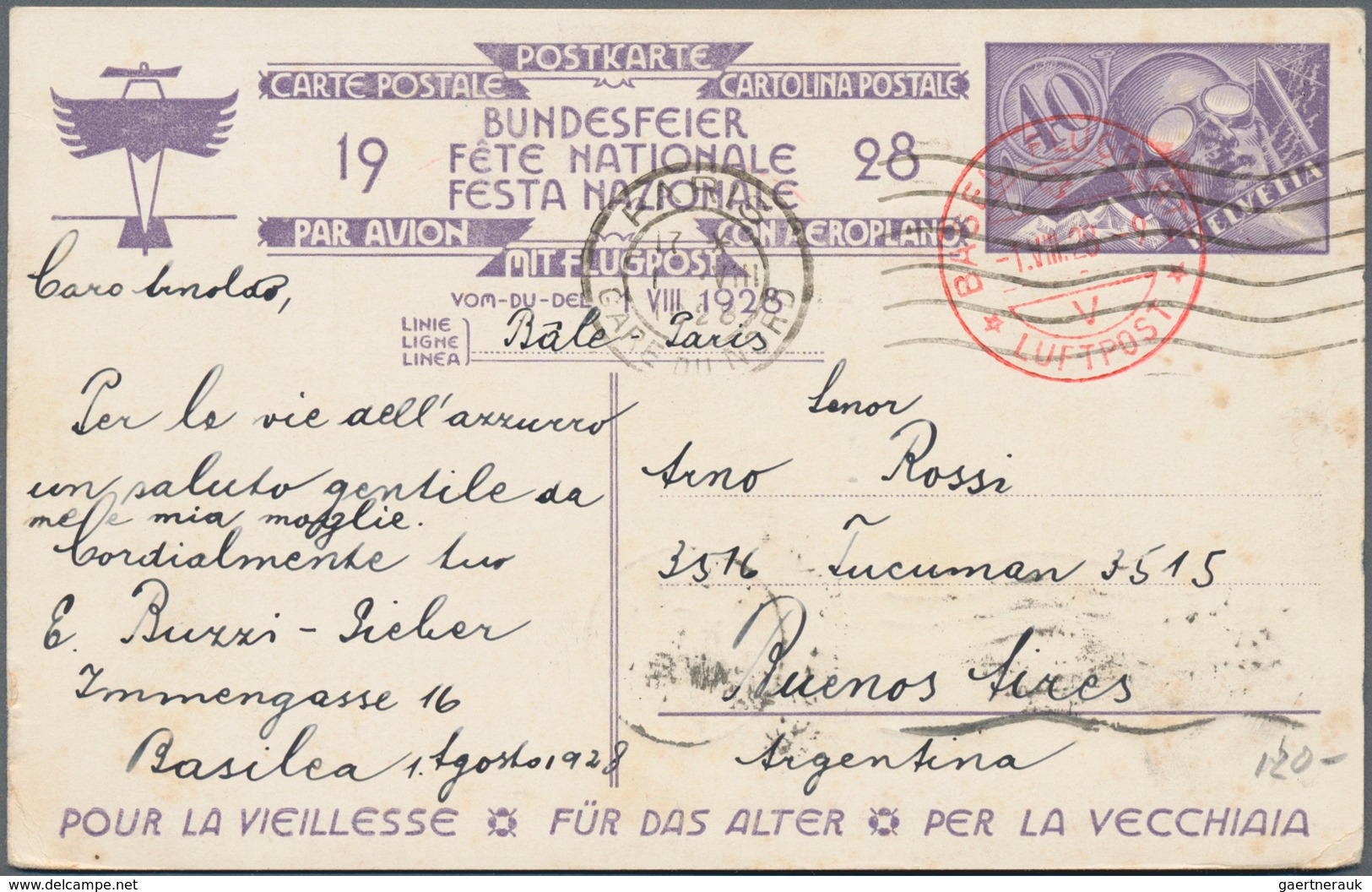 Schweiz: 1909-55, Gruppe Von 26 Belegen, Dabei Flugpost-Bundesfeierkarten 40 Rp. Von 1928 Und 1929 ( - Collections