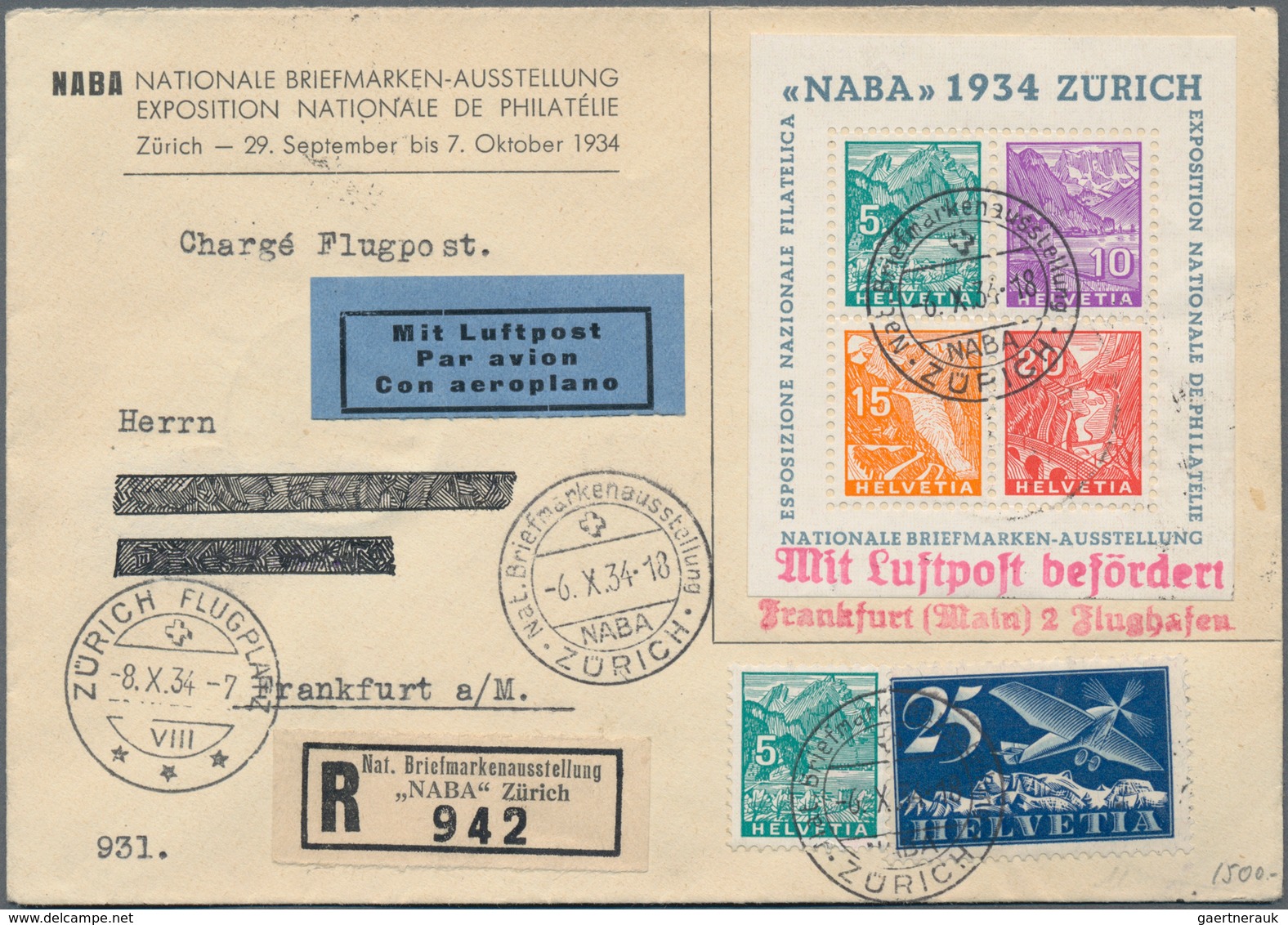 Schweiz: 1909-55, Gruppe Von 26 Belegen, Dabei Flugpost-Bundesfeierkarten 40 Rp. Von 1928 Und 1929 ( - Collections