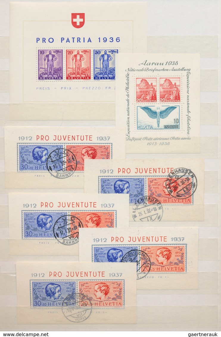 Schweiz: 1936/1971, Saubere Partie Von Blocks Sowie 4er-Blocks Mit Kompletten Ausgaben, Dabei Besser - Collections