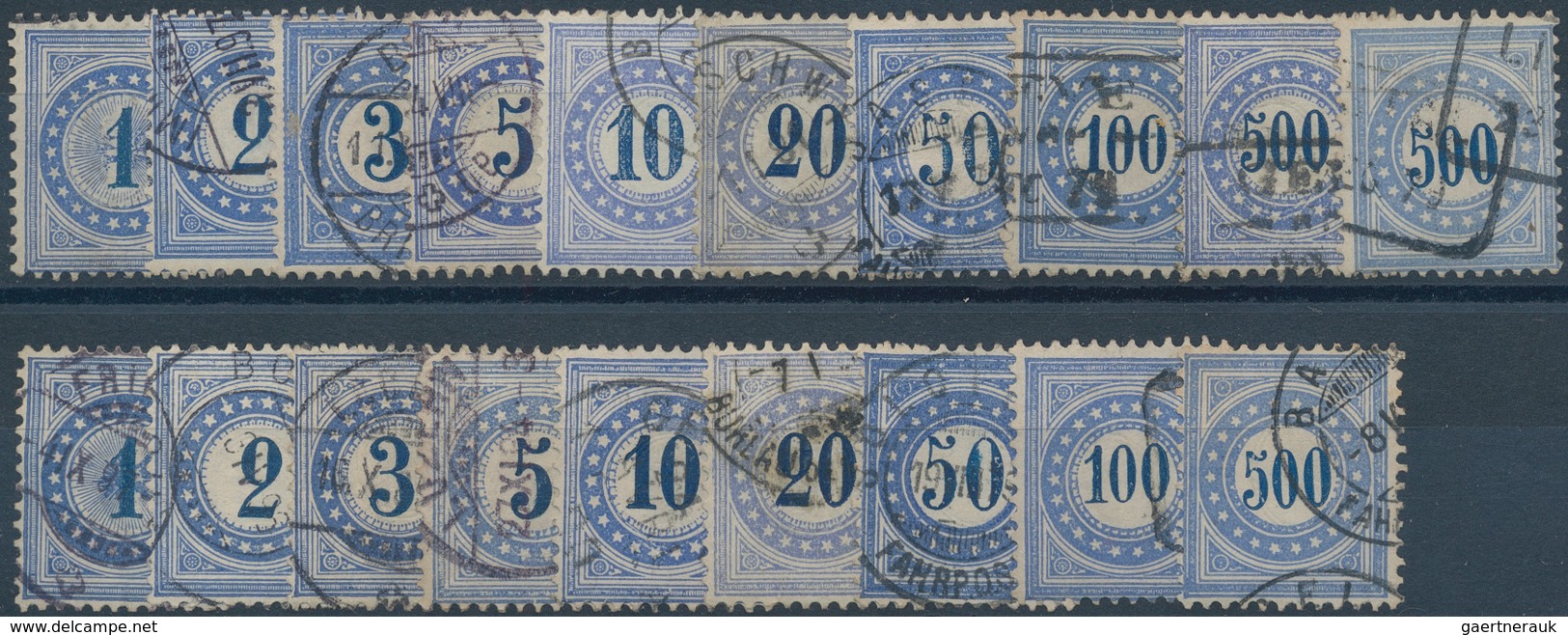 Schweiz - Portomarken: 1878/1908, Gestempelte Zusammenstellung Mit 65 Werten, Dabei 2 Serien MiNr. 1 - Postage Due