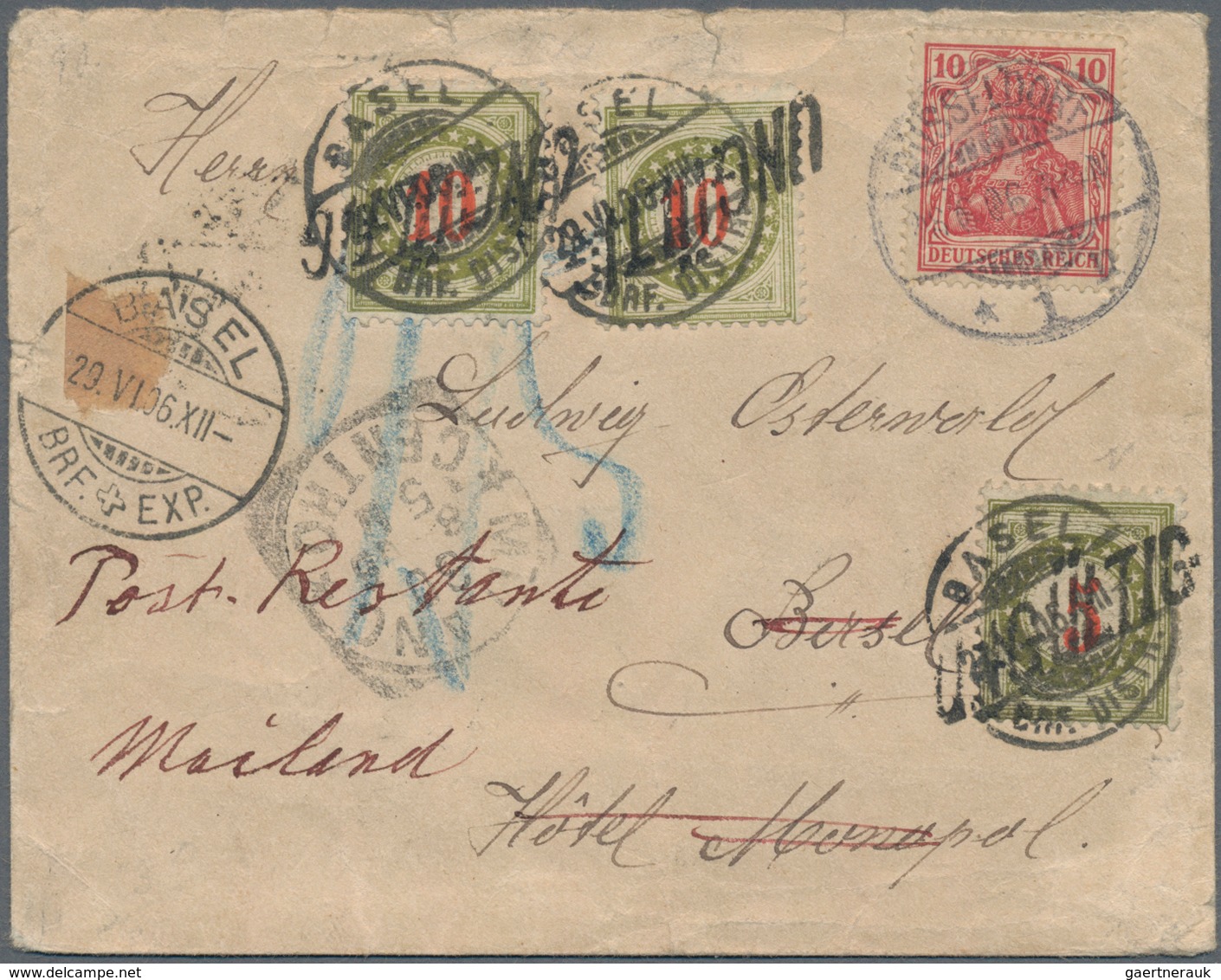 Schweiz - Portomarken: 1887/1932, Interessante Partie Mit Ca.40 Belegen, Zumeist Post Aus Deutschlan - Taxe