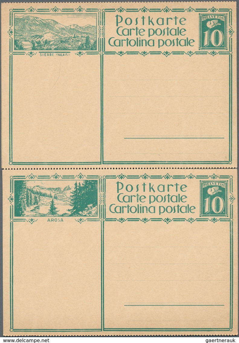 Schweiz - Ganzsachen: 1923/49 Sammlung Von Ca. 730 Verschiedenen Bildpostkarten In Ca. 25 Kompletten - Postwaardestukken