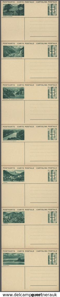 Schweiz - Ganzsachen: 1931 Komplette Serie Von 28 Bildpostkarten 10 Rappen Grün Auf Rahmfarben In Vi - Ganzsachen