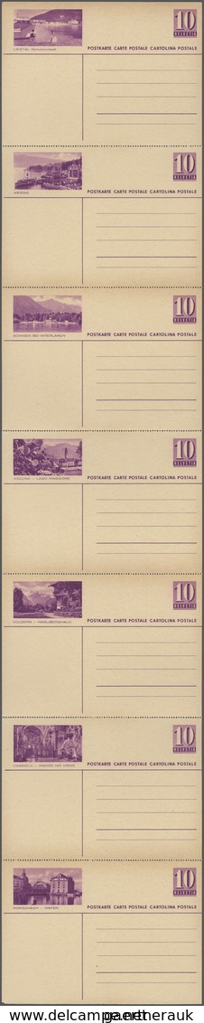 Schweiz - Ganzsachen: 1935 Komplette Serie Von 28 Bildpostkarten 10 Rappen Violett Auf Rahmfarben In - Postwaardestukken