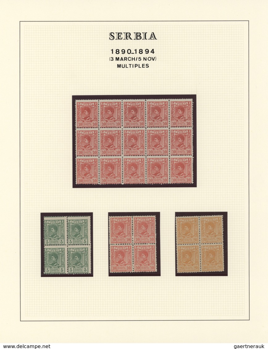 Serbien: 1890/1894, King Alexander I., specialised collection of apprx. 85 stamps on written up albu