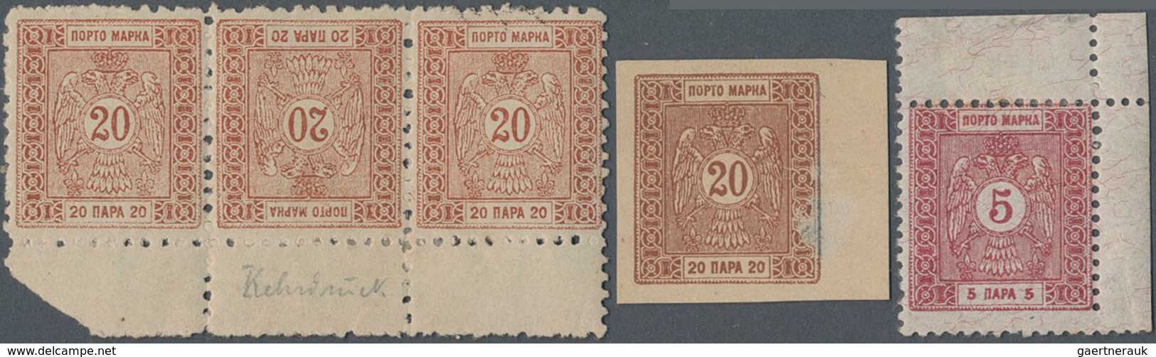 Serbien - Portomarken: 1895/1900 (ca.), Lot Of Twelve Stamps Incl. 1895 5pa. Rose Error Of Colour, 2 - Serbia