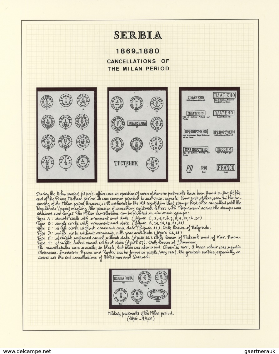 Serbien - Stempel: 1869/1880, Milan IV., specialised collection of apprx. 75 stamps on written up al