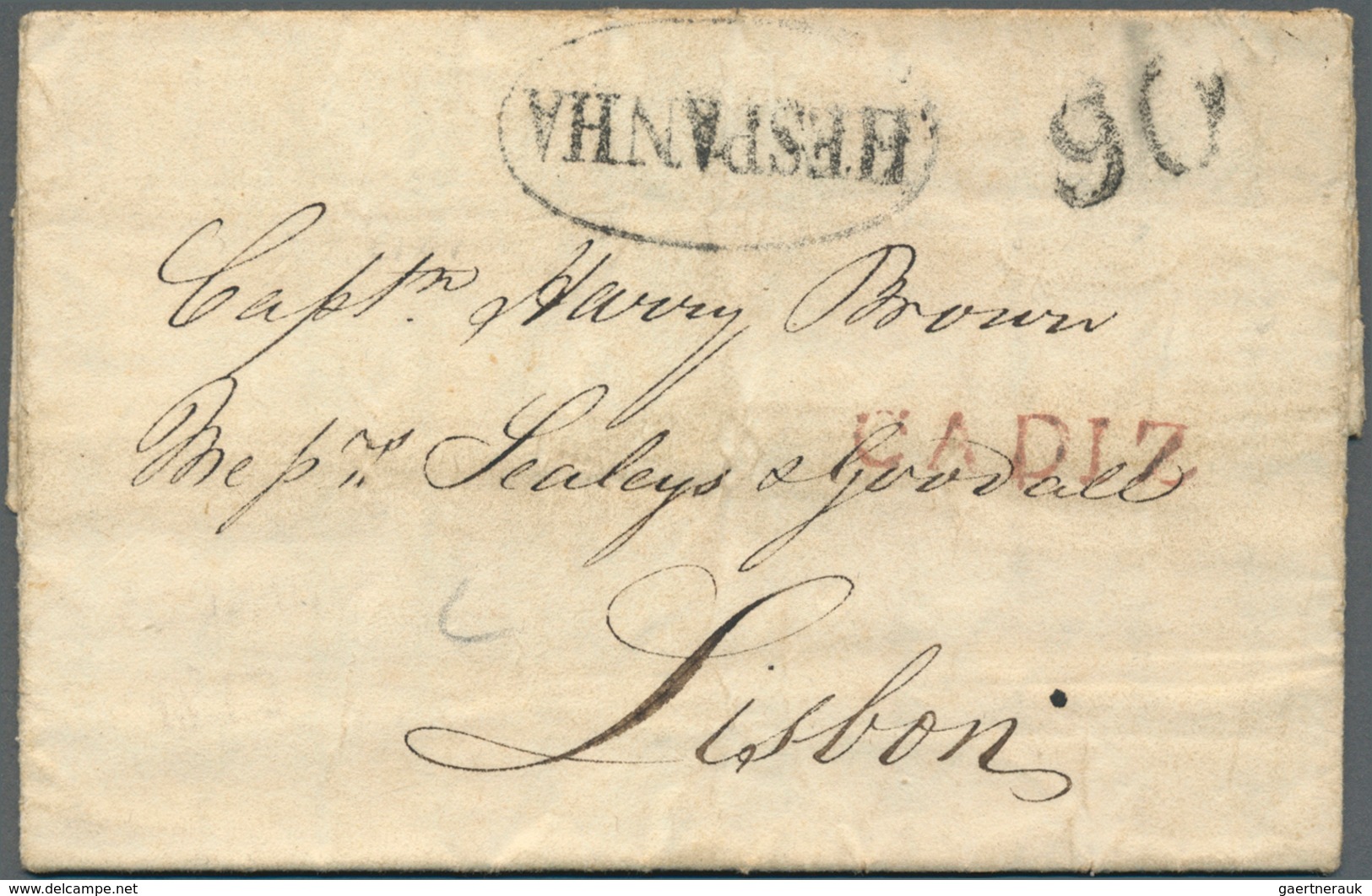 Spanien: 1789/1880, Very Interesting Lot Of Ca. 35 Folded Letters Without Stamps (international Post - Lettres & Documents