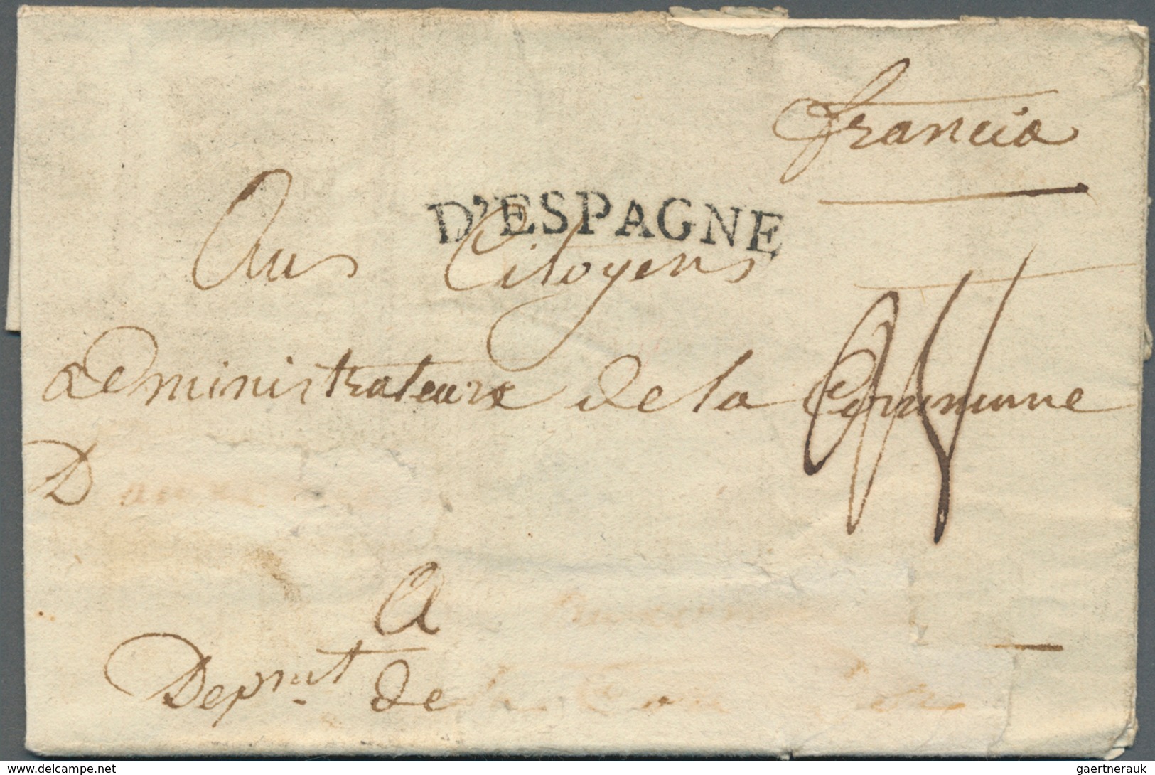 Spanien: 1789/1880, Very Interesting Lot Of Ca. 35 Folded Letters Without Stamps (international Post - Brieven En Documenten