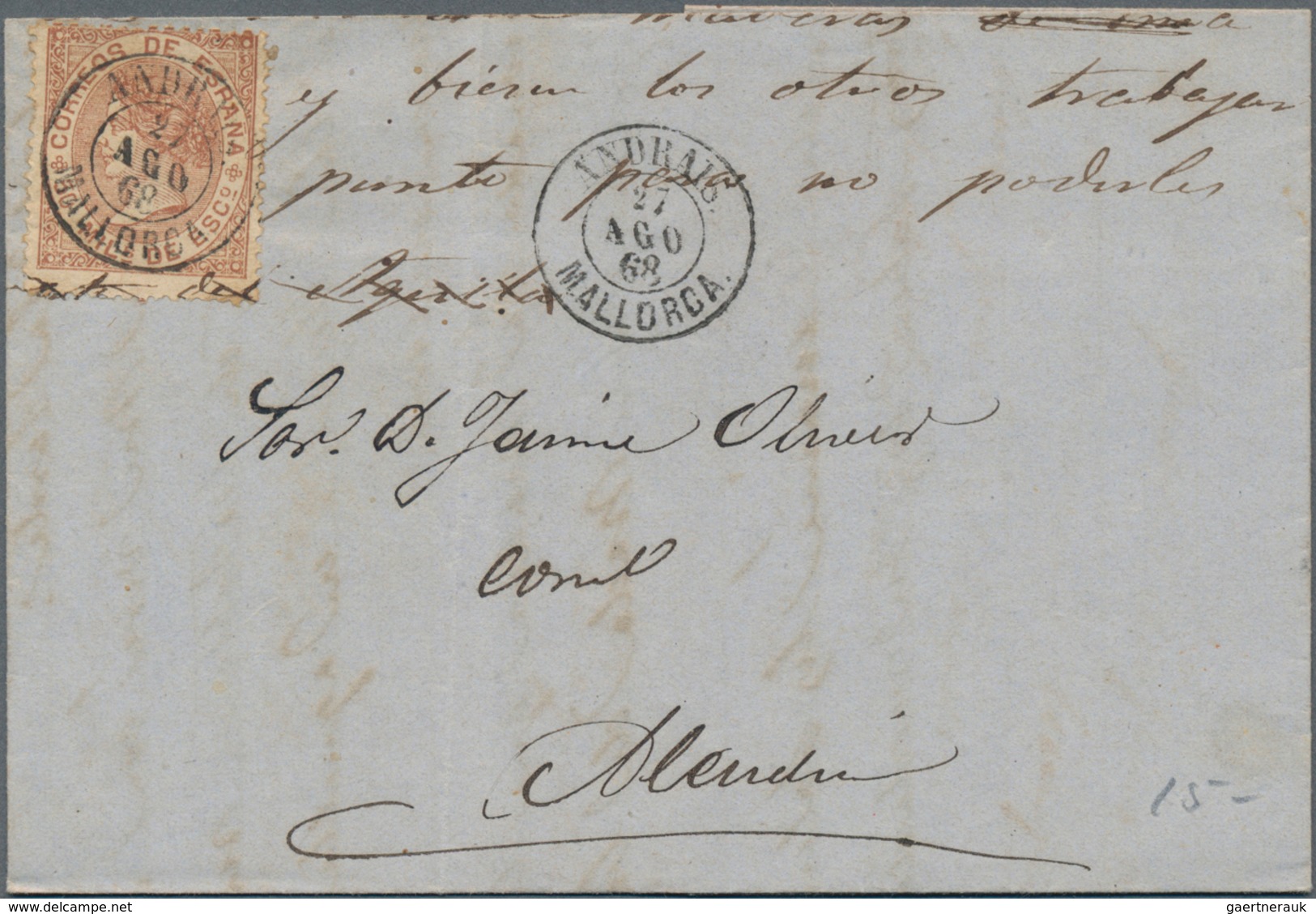 Spanien: 1846/82, mostly folded letters (appr. 210) almost exclusively used inland inc. prephilateli