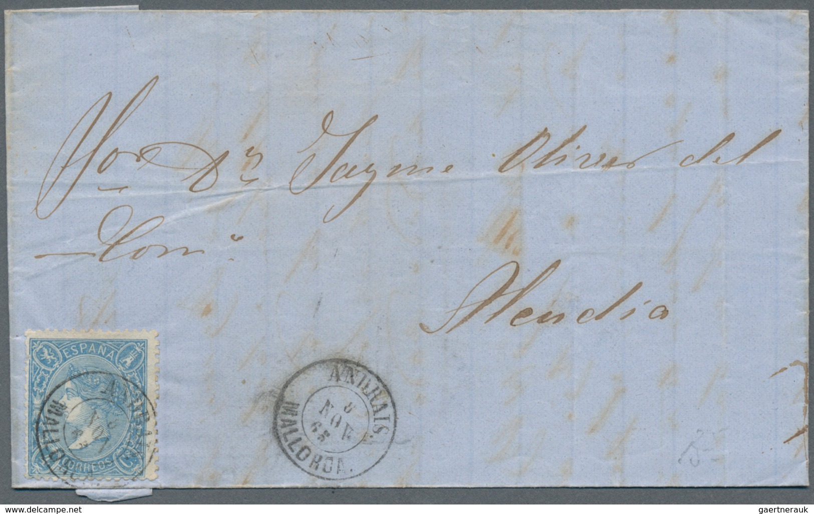 Spanien: 1846/82, mostly folded letters (appr. 210) almost exclusively used inland inc. prephilateli