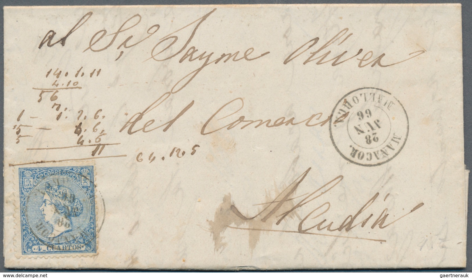 Spanien: 1846/82, mostly folded letters (appr. 210) almost exclusively used inland inc. prephilateli