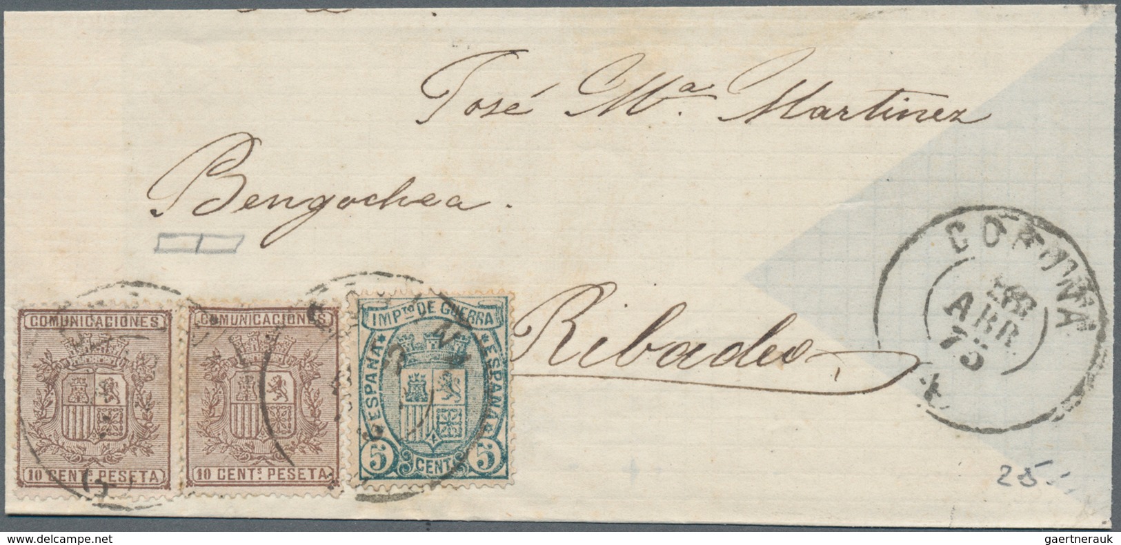 Spanien: 1846/82, mostly folded letters (appr. 210) almost exclusively used inland inc. prephilateli