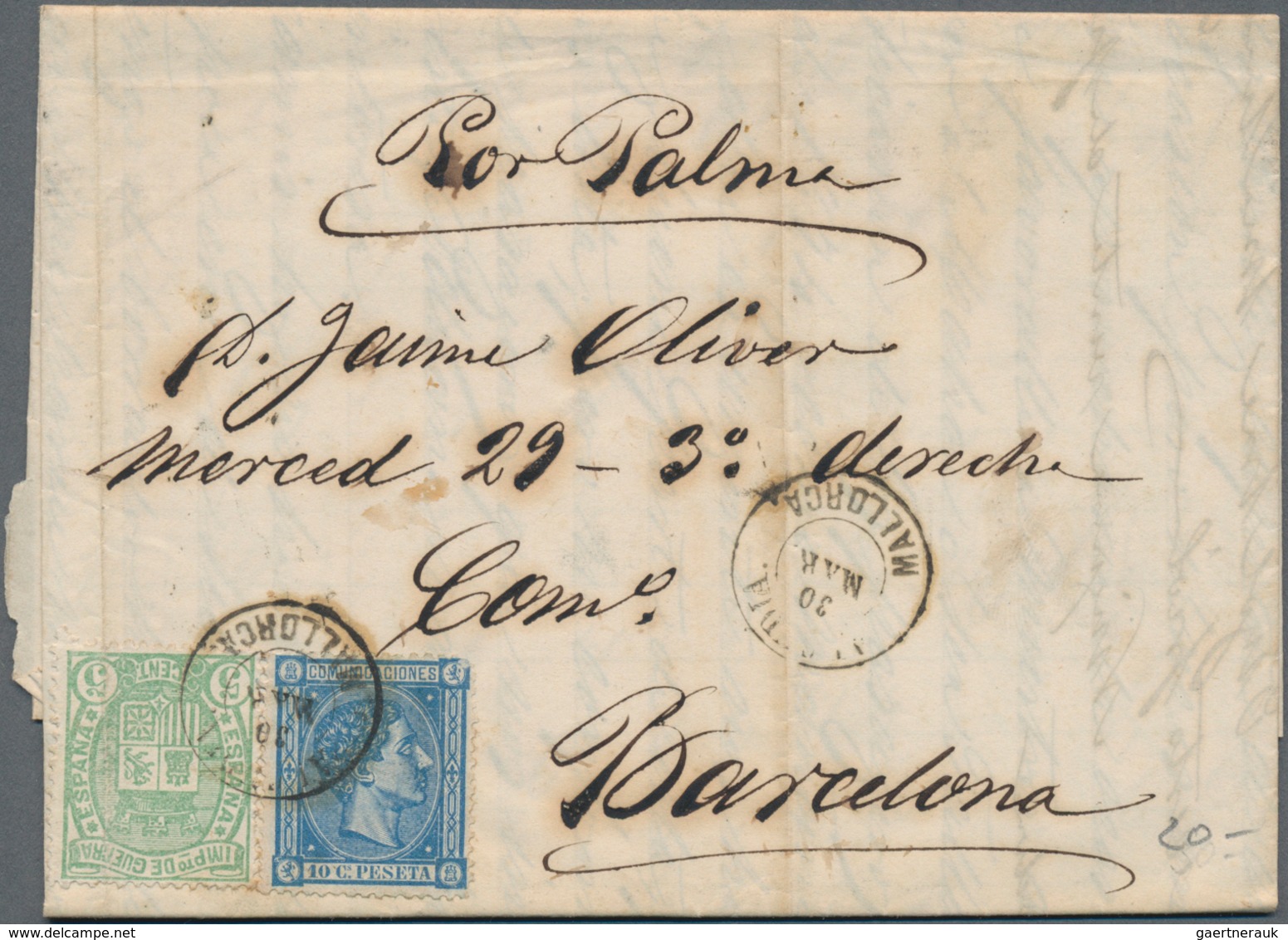 Spanien: 1846/82, mostly folded letters (appr. 210) almost exclusively used inland inc. prephilateli