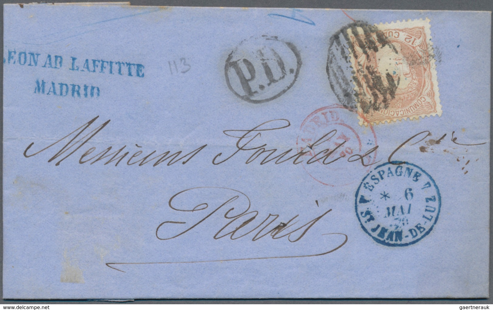 Spanien: 1860/1880, Eight Beautiful Covers To France With Nice Single Frankings, One With A Pair. Go - Cartas & Documentos