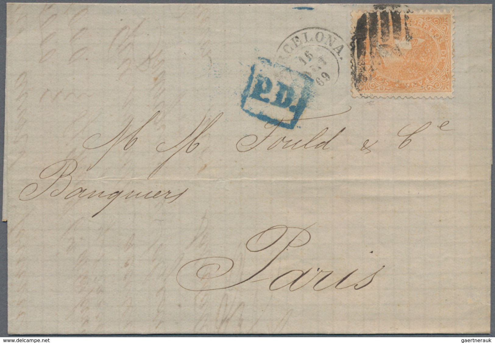 Spanien: 1860/1880, eight beautiful covers to France with nice single frankings, one with a pair. Go