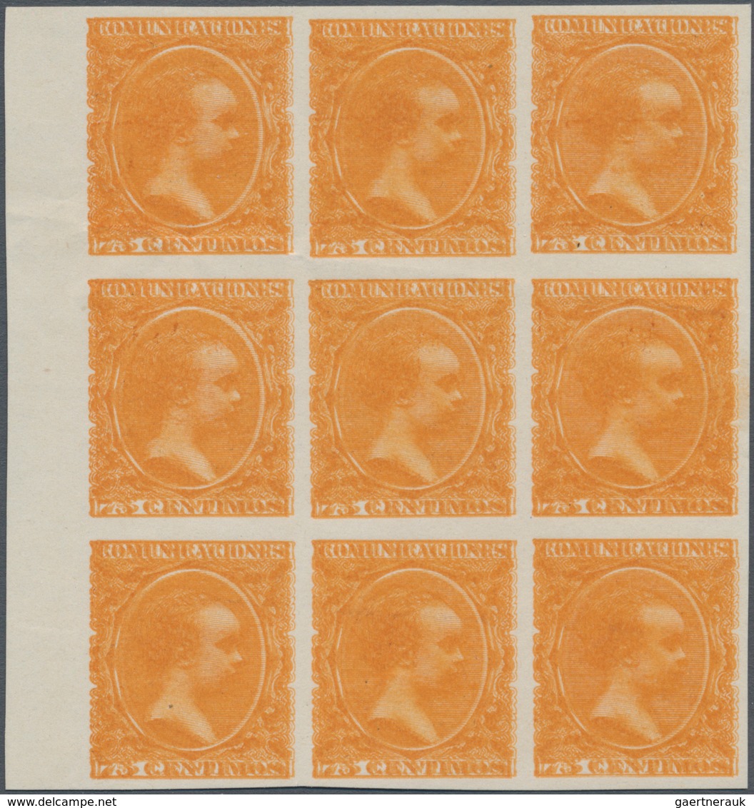 Spanien: 1889, King Alfonso XIII. As Child 75c. Orange With DOUBLE PRINT In A Lot With 26 Imperforat - Covers & Documents