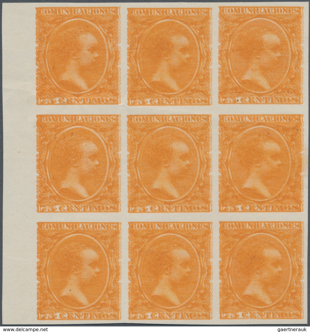 Spanien: 1889, King Alfonso XIII. As Child 75c. Orange With DOUBLE PRINT In A Lot With 26 Imperforat - Brieven En Documenten