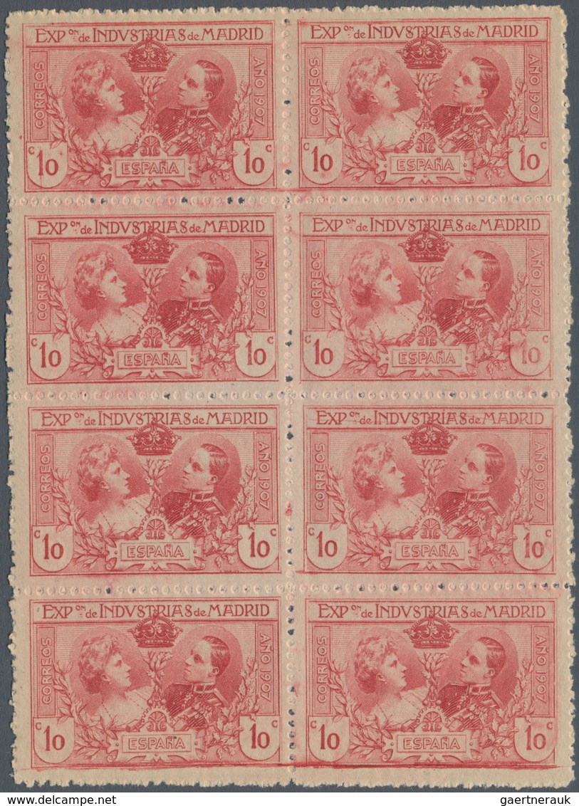 Spanien: 1907, Industrial Fair In Madrid 10c. Red Perf. 11½ In A Lot With Approx. 1.500 Stamps Mostl - Covers & Documents