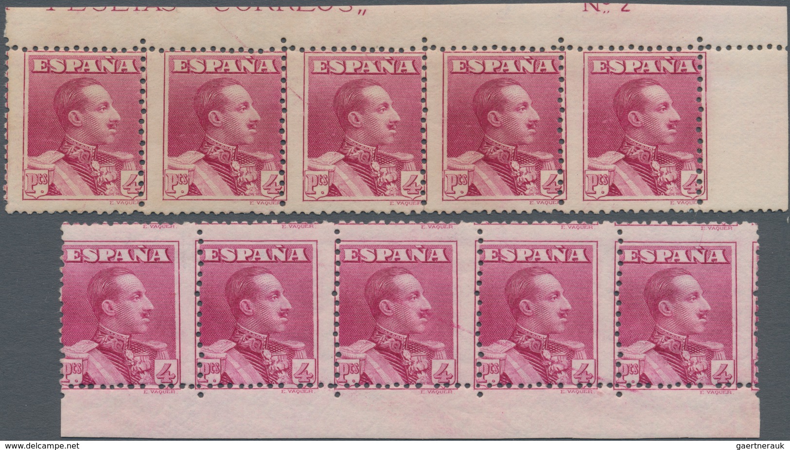 Spanien: 1925, King Alonso XIII. 4pta. Lilac-carmine In A Lot With About 130 Stamps With Many Pairs - Lettres & Documents