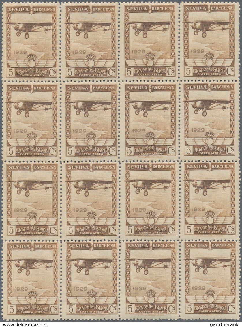 Spanien: 1929, Airmail Issue 5c. Pale Brown Showing Airplane 'Spirit Of St. Louis' In A Lot With Abo - Lettres & Documents