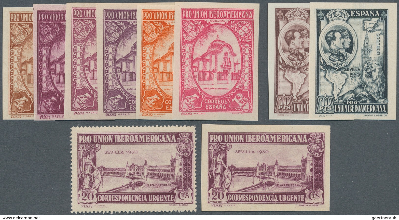 Spanien: 1930, Ibero-American Exhibition In Sevilla Large Lot With About 2.500 Stamps In 30 Differen - Cartas & Documentos