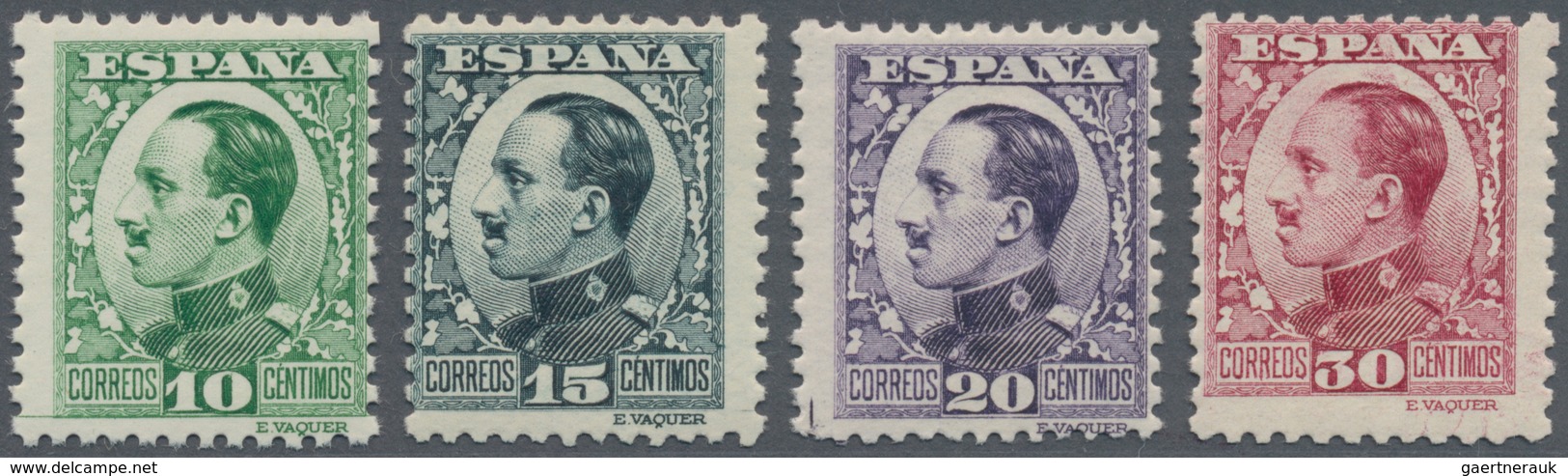 Spanien: 1930, King Alfonso XIII. Definitives Four Different Values In A Lot With About 445 Stamps I - Cartas & Documentos