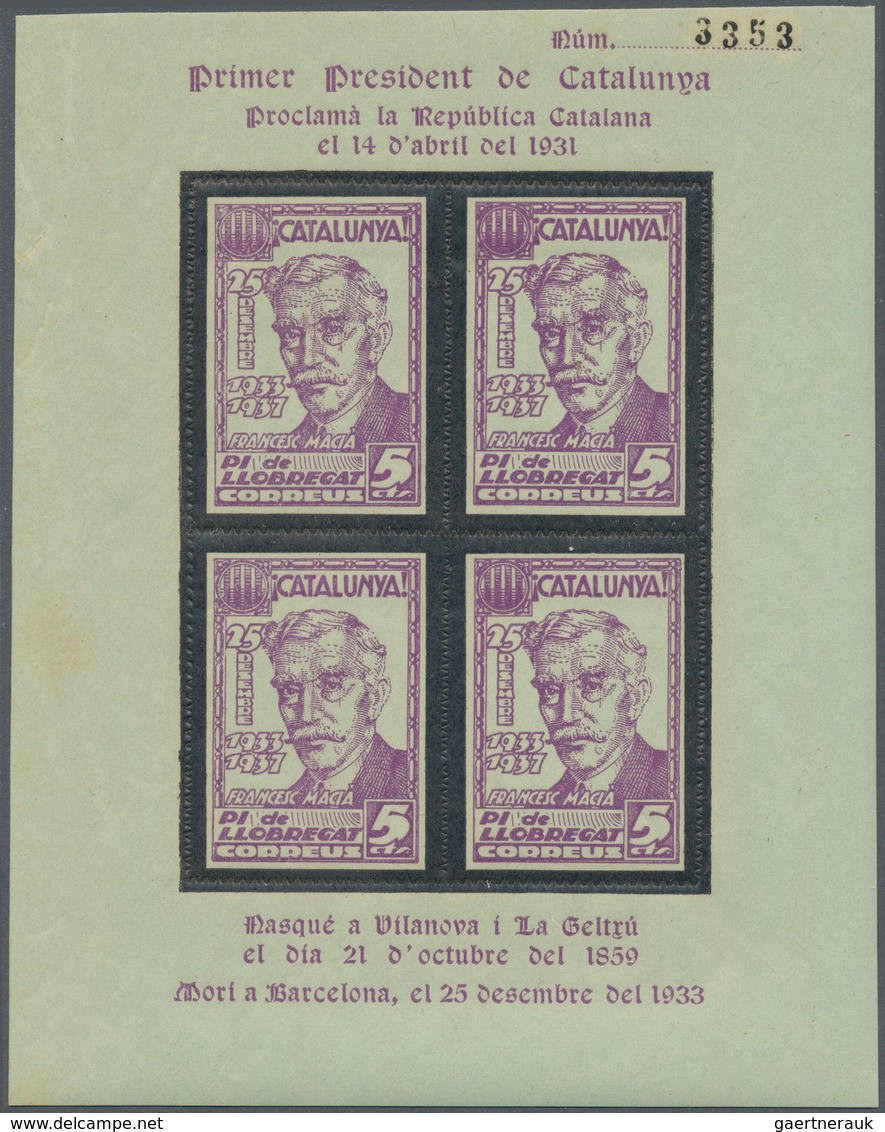 Spanien: 1930/1945 (ca.), Unusual Large Accumulation BACK OF THE BOOK ISSUES Mostly On Stockcards In - Brieven En Documenten