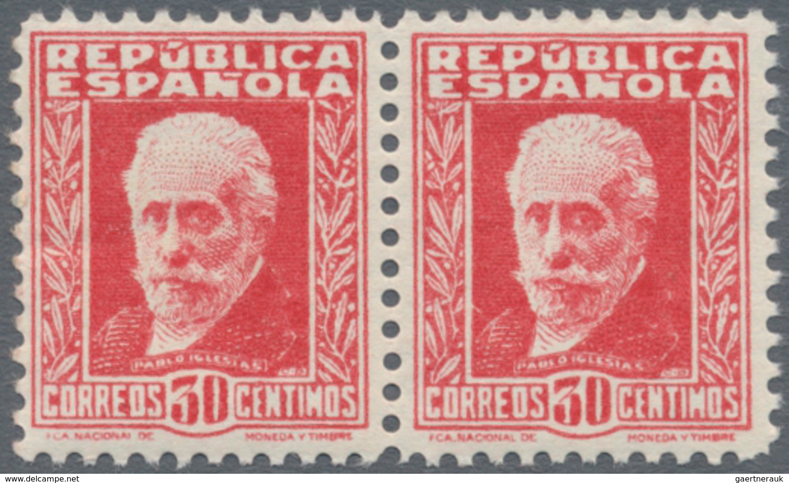 Spanien: 1932, Pablo Iglesias 30c. Carmine Perf. 11¼ Without Control Number In A Lot With Approx. 1. - Covers & Documents