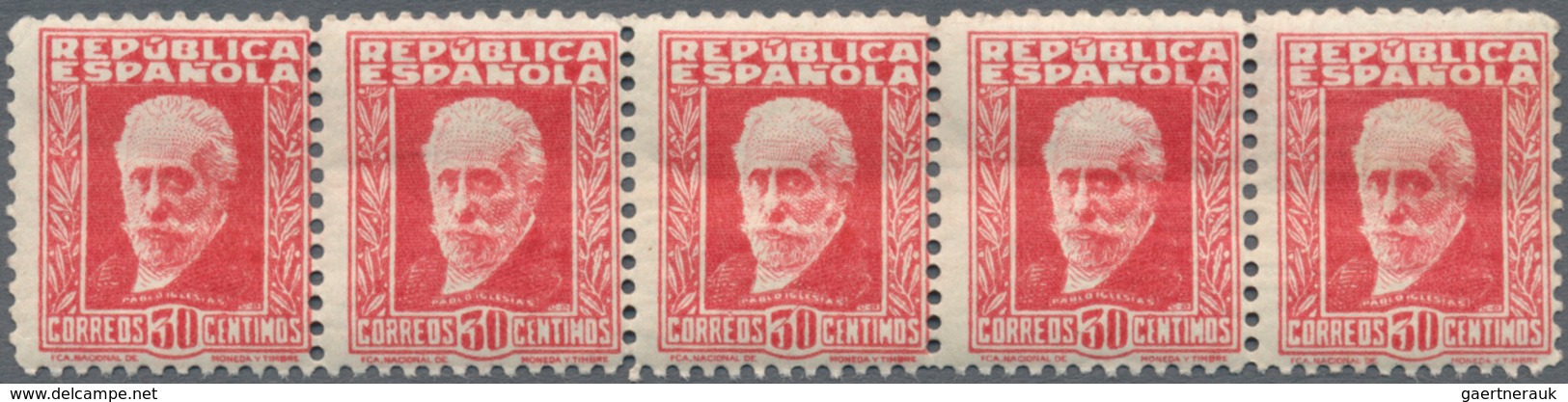 Spanien: 1932, Pablo Iglesias 30c. Carmine Perf. 11¼ Without Control Number In A Lot With Approx. 1. - Covers & Documents