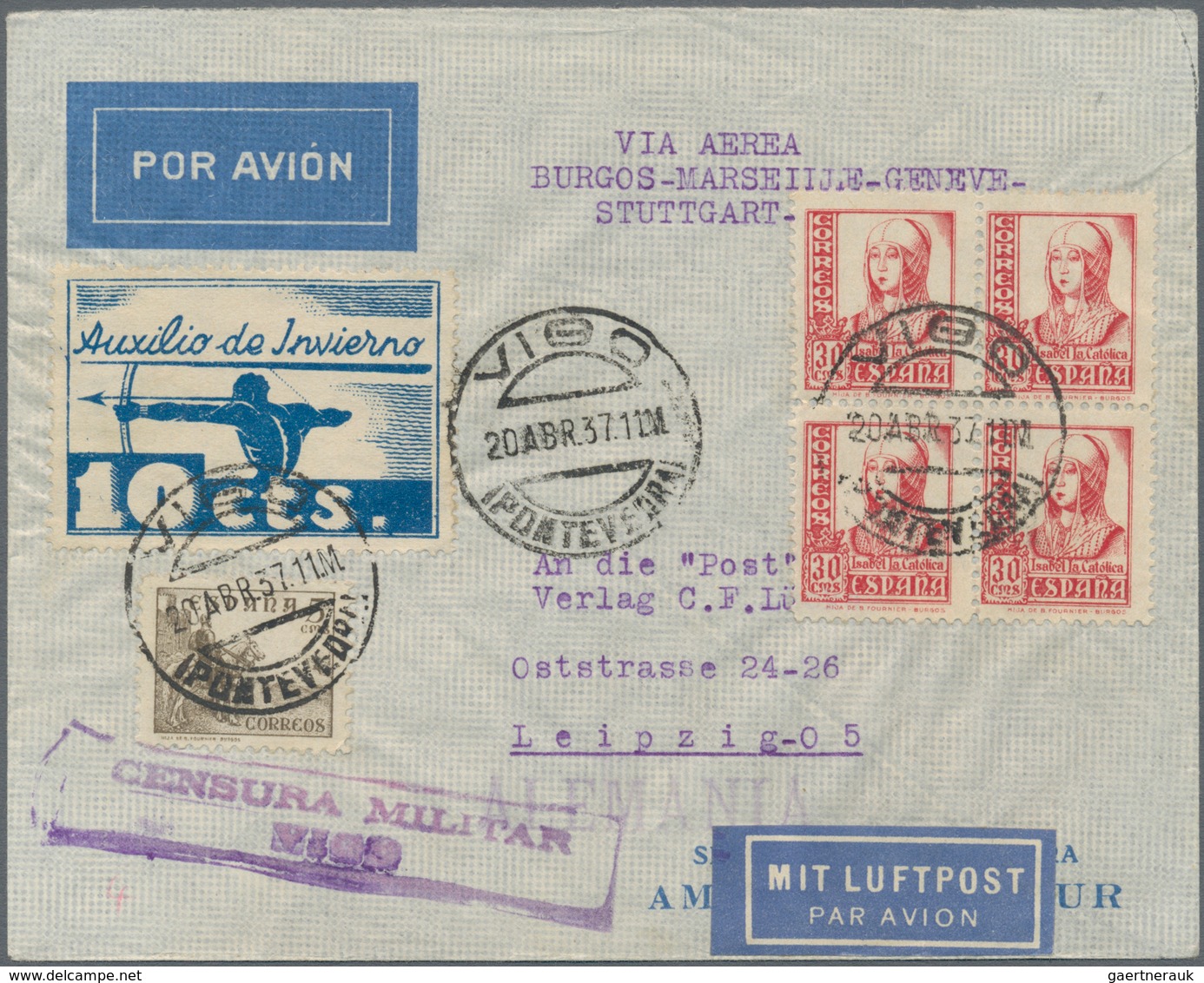 Spanien: 1937/1945, Sammlungsbestand Von Ca. 70 Zensur-Belegen (u.a. Div. Doppelzensuren) Aus Dem Sp - Briefe U. Dokumente