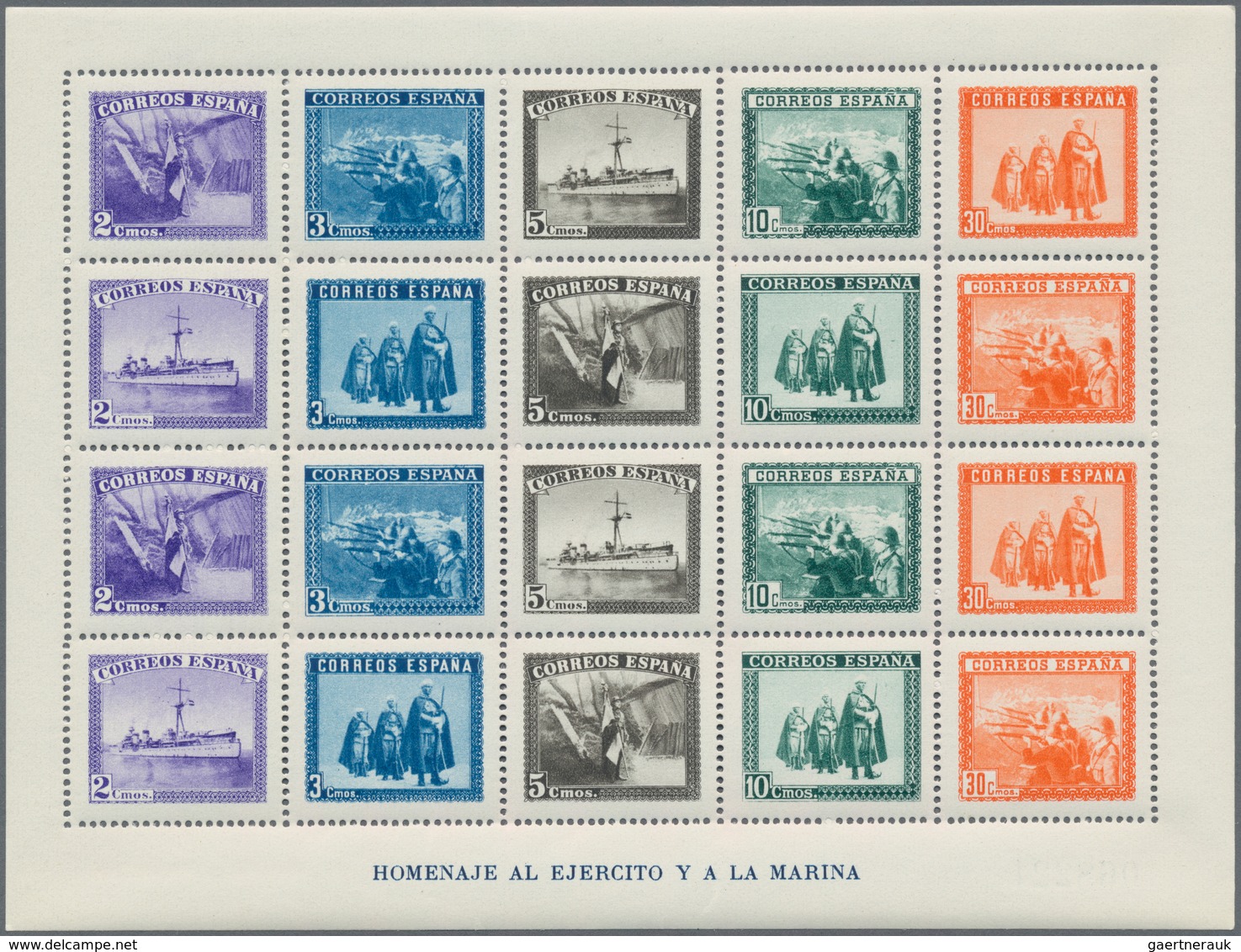 Spanien: 1938, Army And Navy Perforated And IMPERFORATED Miniature Sheets In A Lot With 20 Miniature - Covers & Documents