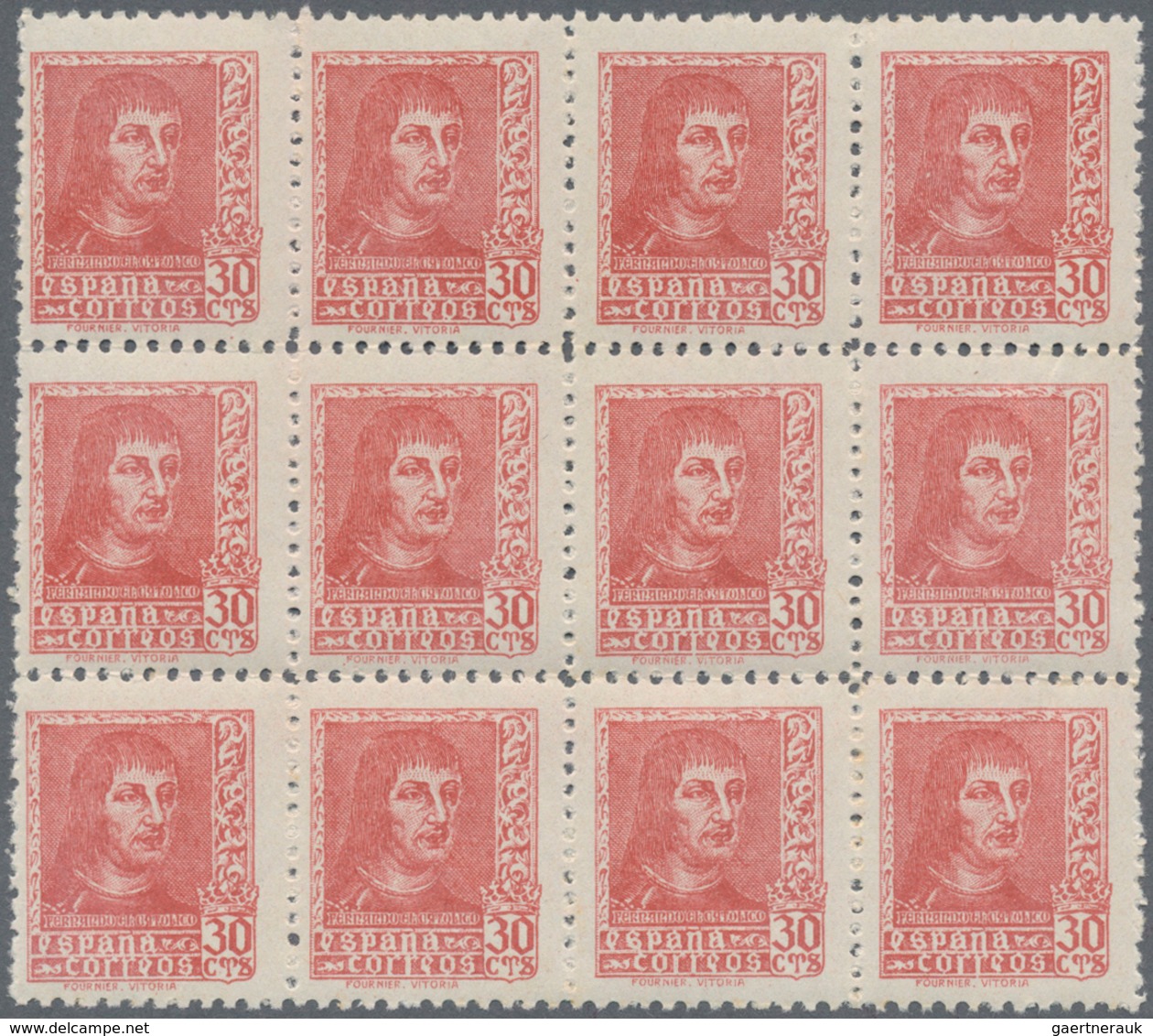 Spanien: 1938, Ferdinand II. 30c. Pale Carmine-red In A Lot With About 480 (!) Stamps With Imprint ‚ - Cartas & Documentos