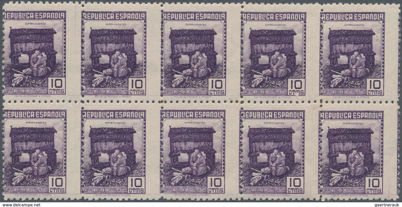 Spanien: 1939, Forces Mail Issue NOT ISSUED 10c. Stamp ‚Survivors‘ In A Lot With About 3.000 Perfora - Briefe U. Dokumente