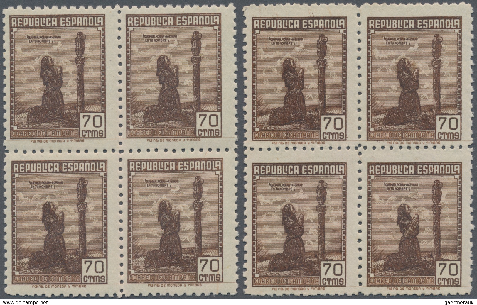 Spanien: 1939, Forces Mail Issue NOT ISSUED 70c. Stamp Showing Female Prayer In A Lot With About 1.0 - Covers & Documents