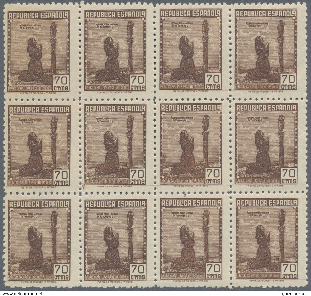 Spanien: 1939, Forces Mail Issue NOT ISSUED 70c. Stamp Showing Female Prayer In A Lot With About 300 - Covers & Documents
